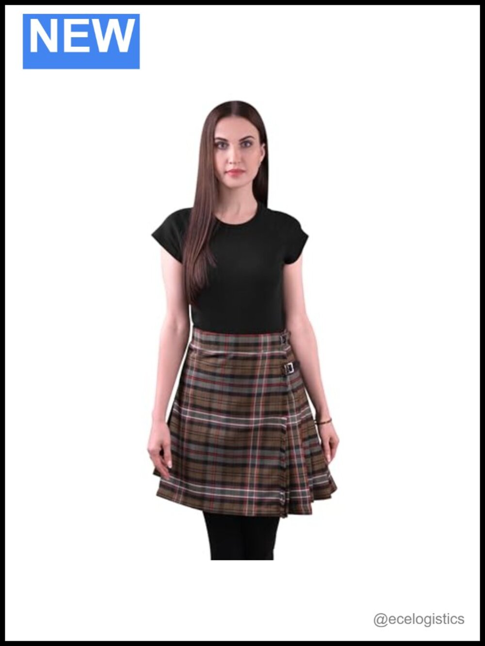 Women's Traditional Tartan Pleated Kilt Adjustable Buckle Knee-Length